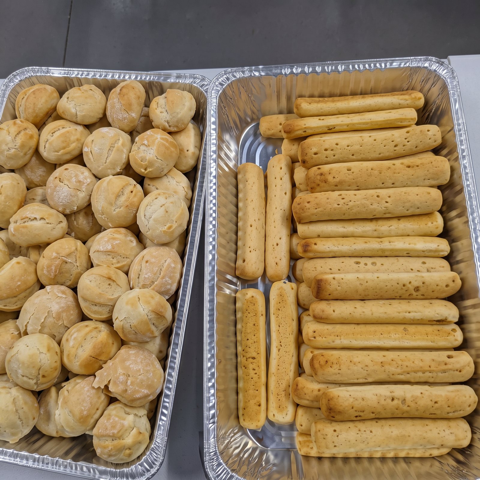 Trays of homemade rolls and breadsticks