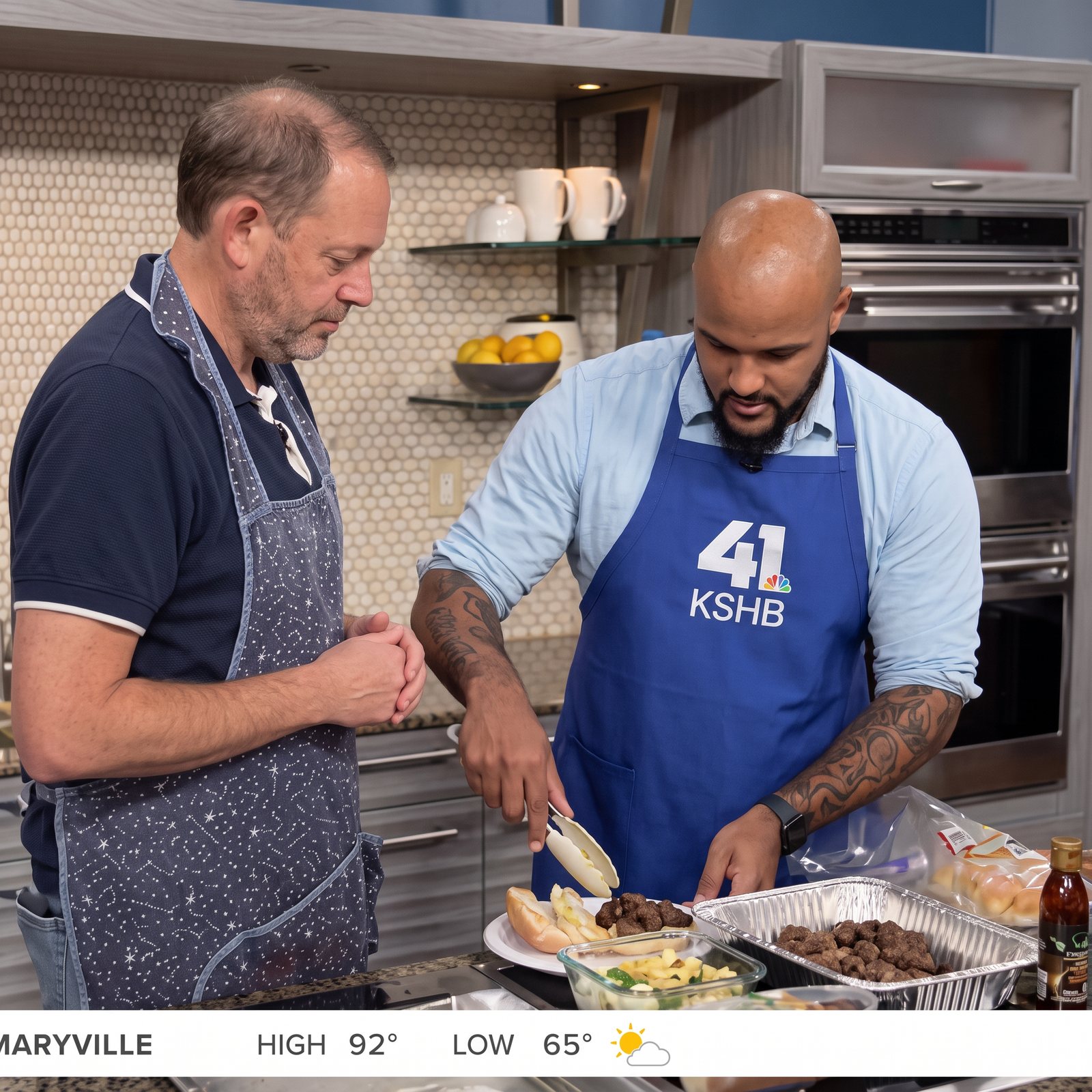 Lucas Vincent plating food during a live cooking segment